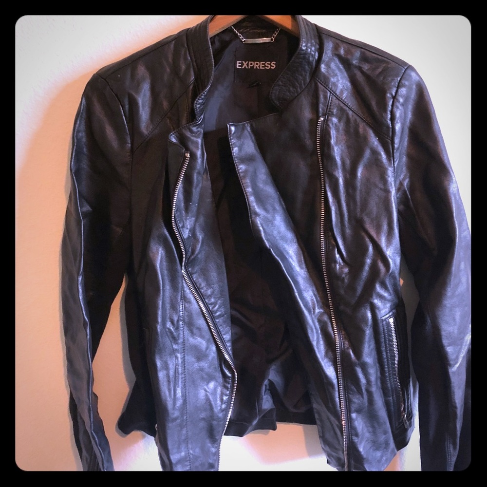 Classic black moto leather jacket! Express! ❤️